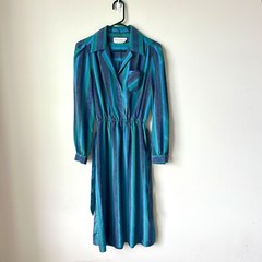 Vintage SCHRADER Sport New York Striped Lightweight Belted Midi Dress—SZ. 6