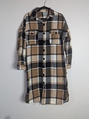 SundayUp Brown Plaid Button Down Midi Dress Size Medium M