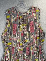Boden WH873 Sleeveless City Print Dress size 3XL/22W Pink Grey Chartreuse Midi