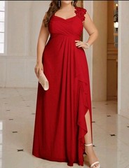 Women&rsquo;s Draped Split Formal Evening Party Dress, Thigh-Length, Bridesmaid Dress