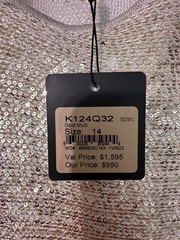 NWT St. John Gold Asymmetrical Neck Sequin Knit Cocktail Dress Size 14 MSRP $950