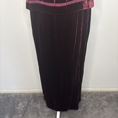 Vtg 90s Y2k Velvet Burnout Satin Skirt Set Midi Red Grunge Whimsigoth Goth Sz 10