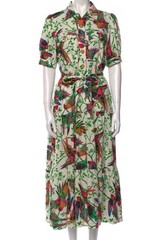 DEREK LAM 10 CROSBY Buffy Utility Dress MIDI Size4 Bird Of Paradise Linen Blend