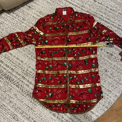 Creative Creations Christmas Sequin & Beaded Silk Shirt-Dress Jacket Lg Rare