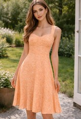 Vintage Petite Sophistication Women&rsquo;s Dress Size 6 Peach Orange