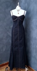 Alice + Olivia Blue Denim Fluted Sleeveless Maxi Dress 10 NWTs $595