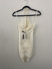 Michael Costello Revolve Skylar Fringe MINI DRESS Ivory XL $248msrp NWT
