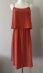 Madewell 100% Silk Women’s Orange Strappy Sleeveless Midi Slip Dress Size M