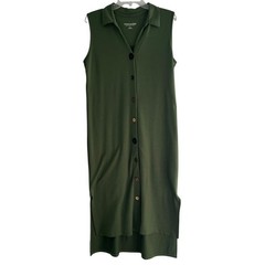 Soft Surroundings Green Sleeveless Button Front Maxi Dress Medium Minimalist