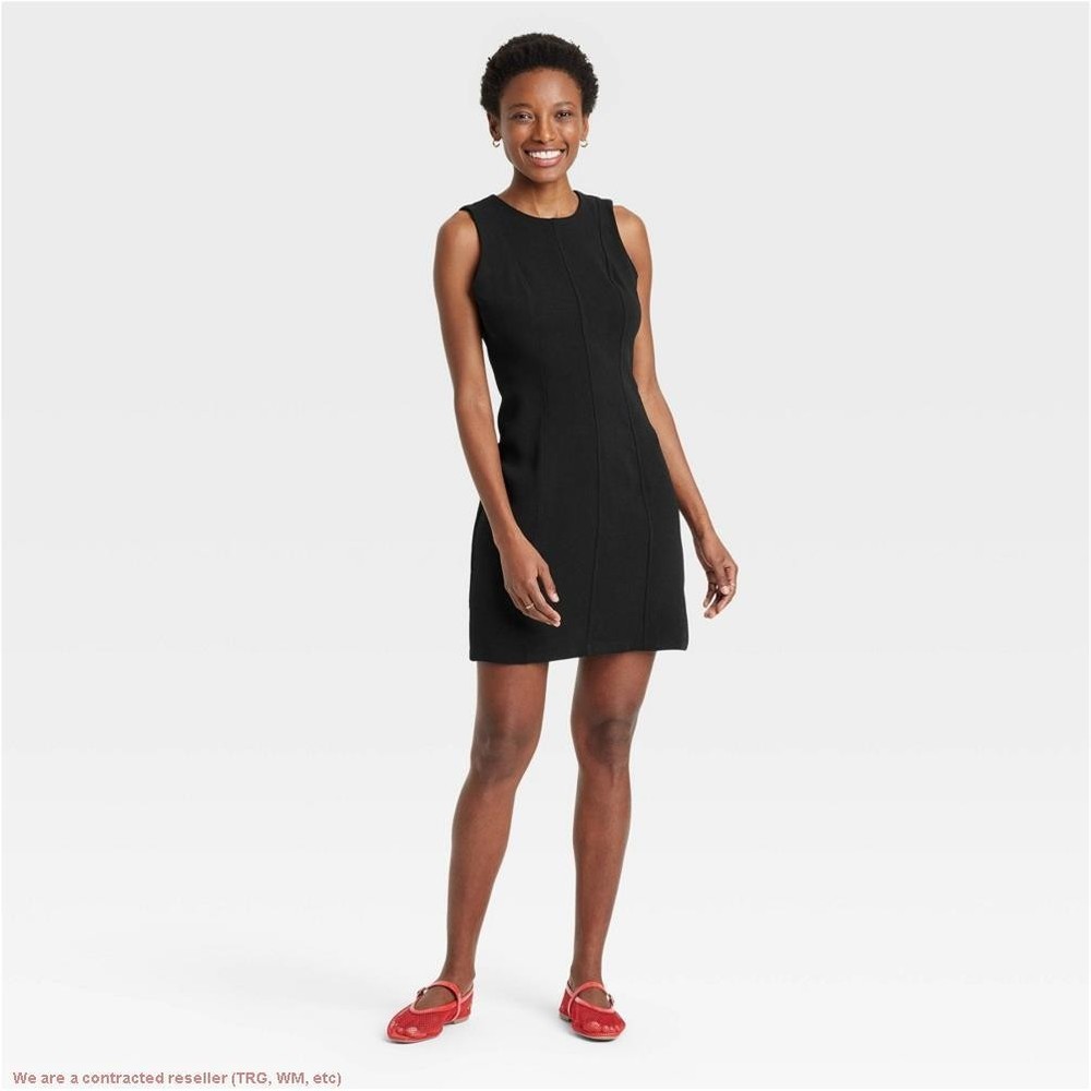 Women&rsquo;s Mini Sheath Dress – A New Day Black 4: Sleeveless Crew Neck