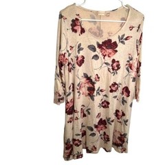 Altar&rsquo;d State Women&rsquo;s Size Medium Knit Dress Beige Red Blue Floral Scoop Neck
