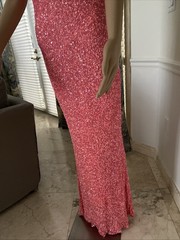 Scala Rose Silk Sexy Sequence Open Back Halter Neck Formal Evening Gown SZ L