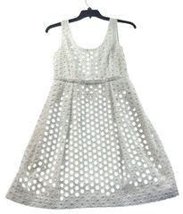 Ann Taylor Dress Womens Size 4 White Sleeveless Circles Side Zipper Stretch
