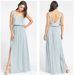 Show Me Your Mumu Kendall Maxi Dress Silver Sage Crisp Large NWT Wedding Prom