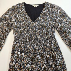 Boden Gray Blue Floral Jersey Long Sleeve Maxi Dress 8R Rn 118027