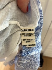 Carolina K Cotton Blue Embroidered Maxi Dress Cotton Silk XS