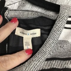 Silence + Noise Womens A Line Dress Gray Stripe Stretch Mesh Lined Zip Scoop L