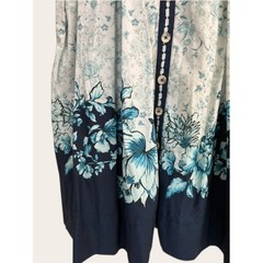 Anthropologie Maeve Blue Floral Midi Dress Smocked Back Side Zip Women&rsquo;s M NWT