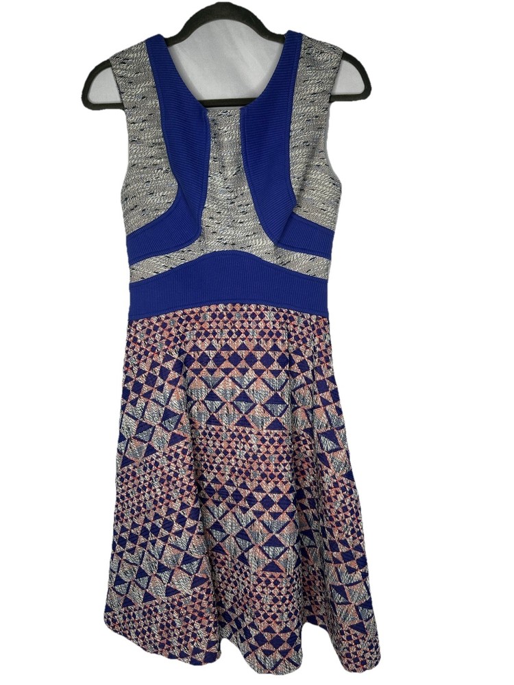Plenty By Tracy Reese Anthropologie Tweed Geometric Purple Dress Fit & Flair 4