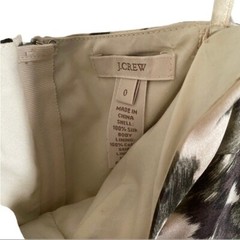 J Crew Cream Green Tan Camouflage Floral Strapless Cut-Out 100% Silk Dress Sz 0