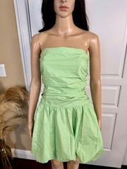 MINT COLORED STRAPLESS DROP WAIST BUBBLE HEM MINI DRESS WITH POCKETS – NWT