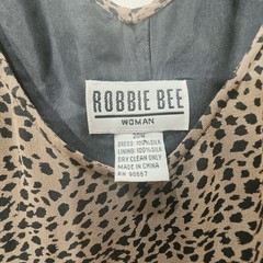 Vintage Leopard Cheetah Animal Print Midi Silk Shift Sleeveless Dress 20W Brown