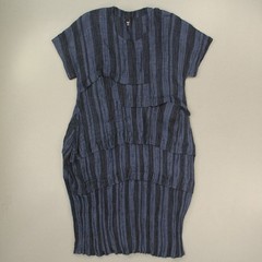 Dress To Kill Women&rsquo;s Layered Crinkle Dress One Size Fit Most Blue Striped USA