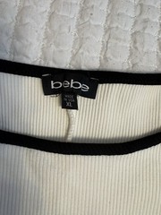Bebe Ribbed Knit Ringer Dress, XL, Pristine White