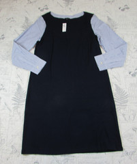NEW Fall Talbots Stripe Interlock Shift Dress knit Indigo Blue womens medium m