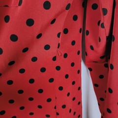 Express Red Black Polka Dot Button Down Roll Tab Sleeve Shirt Dress Womens M