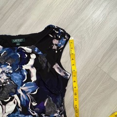 Lauren Ralph Lauren Dress Women Floral Ruched Sheath Sleeveless Boat Neck Siz 10