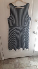 Ann Taylor Sleeveless Dress In Midnight / Blackish & White Stripe Size 18 New