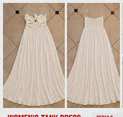 Cream Solid Maxi Tank Dress Spaghetti Straps Knot Front Knit Lightweight M
