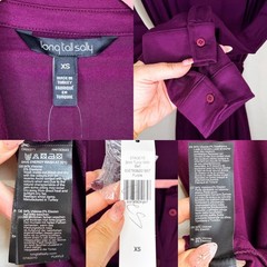 NWT Long Tall Sally Button Down Purple Belted Tie Waist T Shirt Tunic Mini Dress