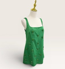 Antonio Melani The Nat Note Leonor Moire Sleeveless Jeweled Mini Dress Green SZ8