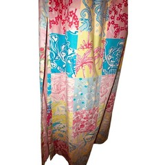 Lilly Pulitzer Patchwork Halter Maxi Dress Pink Blue Yellow Floral Cotton Size 6