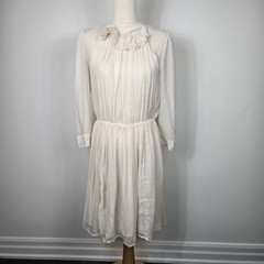 French Connection 100% Silk Ruffle Dress Ivory Romantic Cottagecore S Edwardian