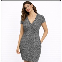 NWT Express Sheath Dress Small Black White Herringbone Tweed Look Cap Sleeve