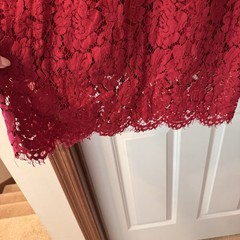 Cranberry Romantic Red Floral Lace Cocktail Party Wedding Guest Dress Size L