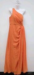 BXZ Bridesmaid Chiffon One Shoulder Pleated Tie Back Maxi Dress US 12 Orange