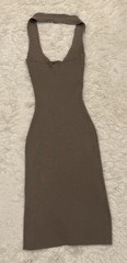 Windsor Leave An Impression Sweater Halter Mini Dress Small Taupe Bodycon Ribbed