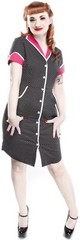 130114 Black & White Polka Dot Peggy Sue Dress Sourpuss Rockabilly Medium M