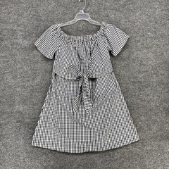 Style Envy Blue White Gingham Plaid Off The Shoulder Dress Womens Large Preppy