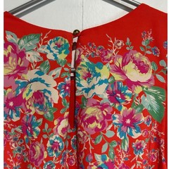 Everly Floral Dress Womens Large Red Sleeveless Elastic Waist Summer Garden
