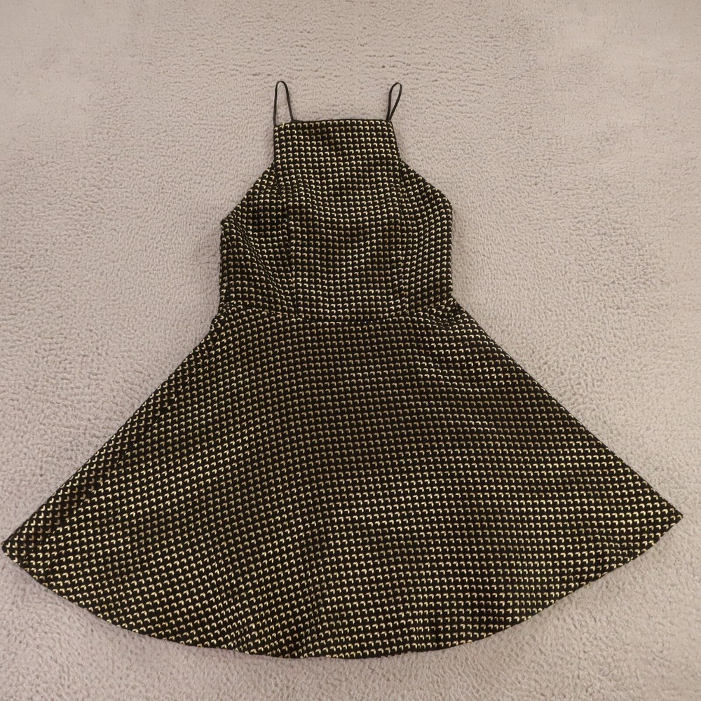 Do+Be Dress Womens Medium Black Gold Acrylic Polyester Lurex Sleeveless