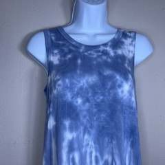 SMALL THREAD AND SUPPLY BLUE TIE DYE DRESS SLEEVELESS STRETCH CASUAL BOHO