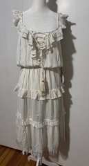 Joy & Ash White with gold stripes Ruffled Boho maxi Dress Size 1X