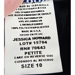 Jessica Howard Petite Black Velvet Lace Sleeve Cocktail Dress Size 10 Vintage