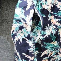 J. Jill Exotic Blooms V-Neck Cotton Dress Large Tall Navy Floral Midi