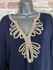 Lilly Pulitzer Devlin Sweater Shift Dress Navy Blue Merino Wool Sz L